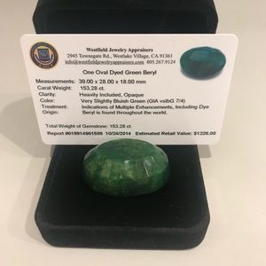 153 ct Green Beryl Stone - Appraised at Over $1200